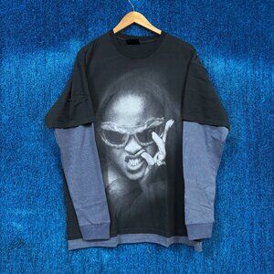 Rihanna 20 Year Anniversary Grey/Blue Oversized LS Shirt Size Large